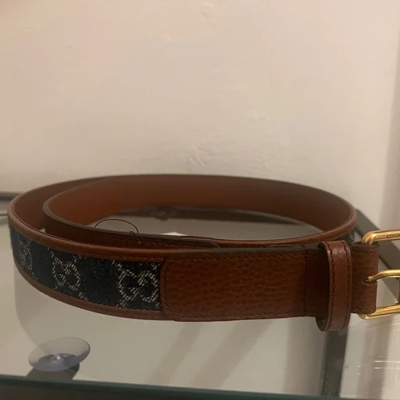 Gucci | Accessories | Gucci Gg Jacquard Denim And Leather  display picture 1